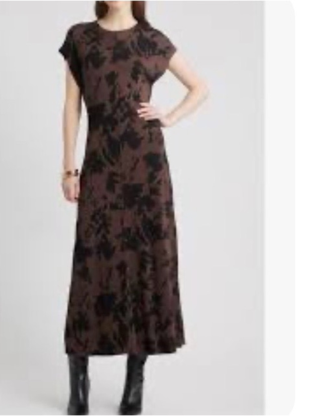 Nordstrom Dolman Short Sleeve Maxi Dress Black Brown Sz S Side Slit